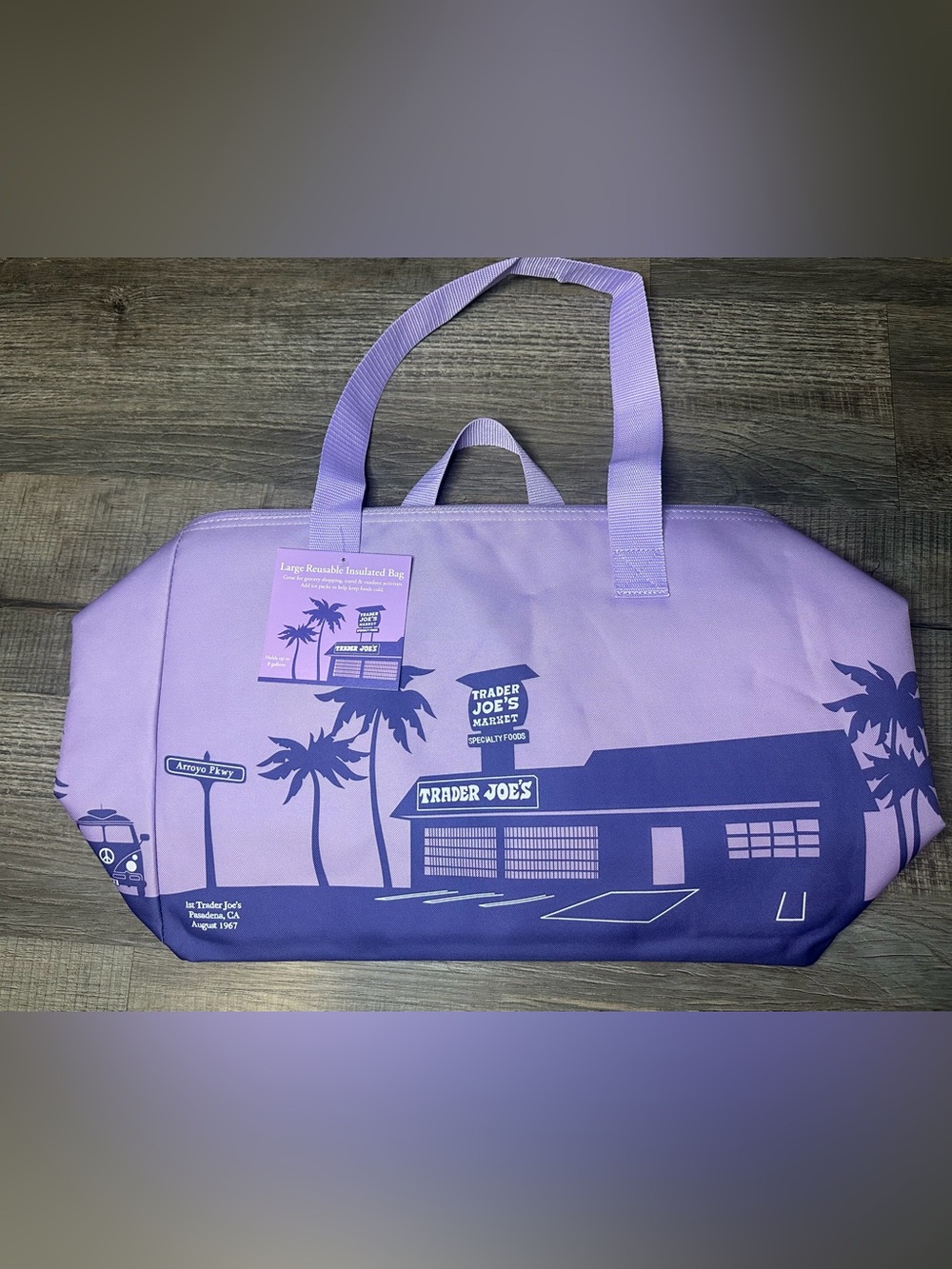 NWT Trader Joe's Purple Rain Large Reusable Insulated Cooler Bag Tote 2026